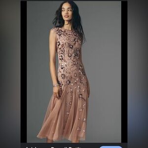NWT Adriann Papell Beaded Mesh Sleeveless Midi Dress 18